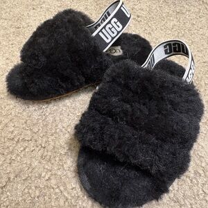 UGG Black Fluffy Slides